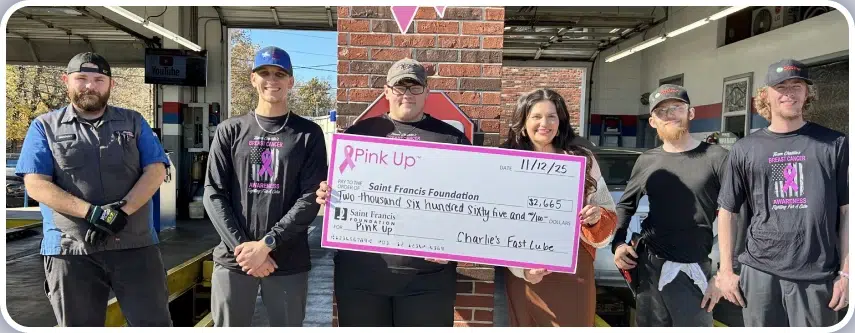 Charity check presentation event.