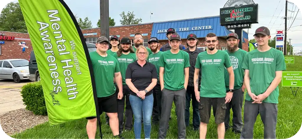 About Charlie’s Tire and Fast Lube. Group supporting mental health awareness.